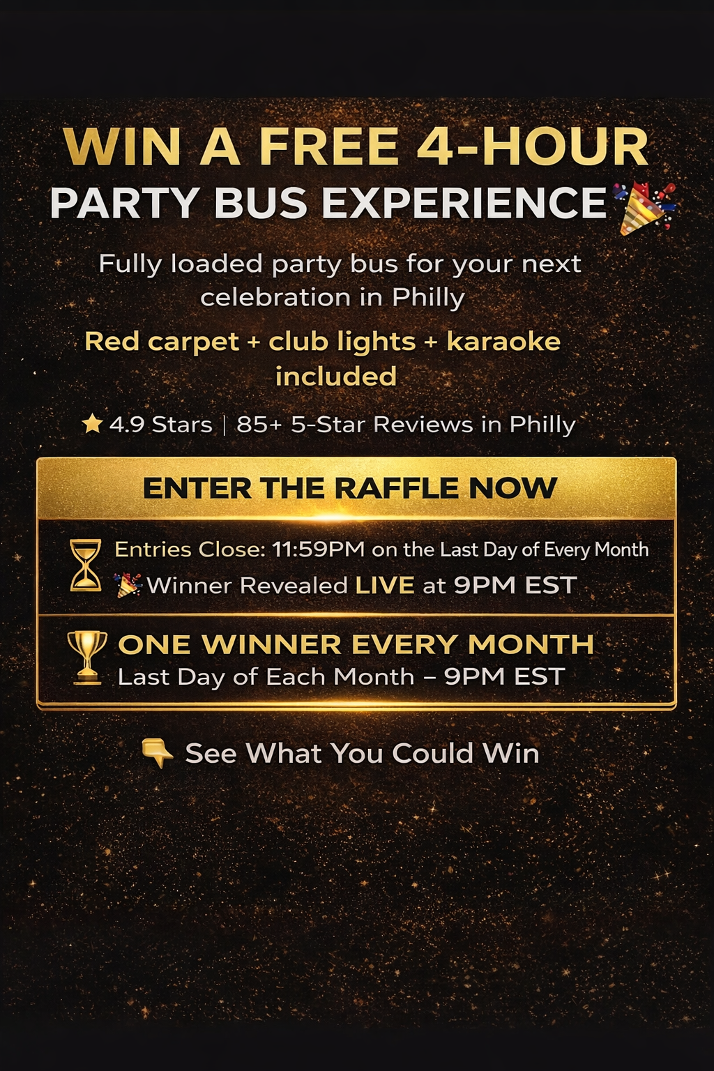 Pay Rent Raffle Philadelphia Party Bus Rental Giveaway | Free 5-Hour VIP Limo Experien